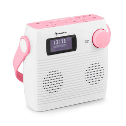 🎶 Auna Splash Duschradio DAB Radio BT DAB+/UKW IPX4 weiß-rosa 🚿