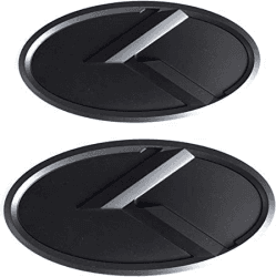 🚗 2 x Schwarzes Auto-Fronthaubenemblem K-Logo für Kia K5 Forte Rio Optima 🚗