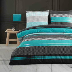 Buymax® Bettwäsche 155x220%100 Baumwolle 2-Teilig Bettbezug - Bettwäsche-Sets 155 x 220cm mit 1 mal Kissenbezug 80x80cm, ÖKO-TEX Renforcé-Bettdeckenbezug Set mit Reißverschluss 155x220 + 80x80cm Zigo Türkis