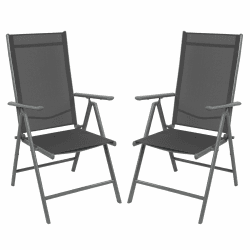 Montafox Klappstuhl Set Balkonstühle Alu Gartenstuhl Verstellbar Klappbar Belastbarkeit 120 kg Outdoor Hochlehner Aluminium Klappsessel Doppelpack Balkon Terrasse, Farbe:grau, Menge:2 Stück 2 Stück Grau_2 Stück