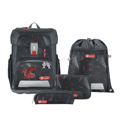 🎒 Step by Step Schulranzen-Set Cloud, 5-teilig, Dragon Drako - Schwarz - Rot