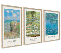 Ag.Art Deco Kunstdruck Poster Set | 3 Stück 50x70cm 🎨🖼️ Botanische Wasserlilien Paintings Claude Monet Wanddeko
