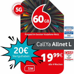 📱 Vodafone Prepaid CallYa Allnet L | 60 GB | 20 EUR Startguthaben | 5G-Netz