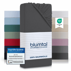 Angebot: Blumtal® Basics Spannbettlaken 140x200cm Jersey - Anthrazit 140 x 200cm