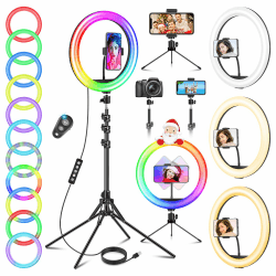 11.5 Zoll Ringlicht mit Stativ Handy, Tisch LED Ring Light Kamera Handystativhalter mit Ringleuchte für YouTube, Selfie, Makeup, Fotografie