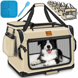 🐶 TRESKO® Faltbare Hundebox inkl. Leckmatte & Spatel S 50x34x34cm 🐱