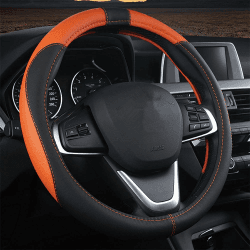 🚗🔥 Coofig Auto Lenkradbezug aus Microfiber Leder | Universelle Größe 38cm | Schwarz Orange