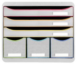 🌈 Exacompta 306913D Ablagebox Harlekin Querformat mit 6 Schubladen für DIN A+ Dokumente 📁🎨