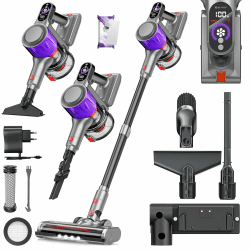 🧹 KESSER® Akku Staubsauger kabellos bis 60 Min. Laufzeit & Leise | Akkustaubsaguer mit LED Display Stabstaubsauger beutellos mit Anti-Tangle-Bodenbürste