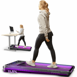 Sportstech Laufband für Zuhause, Walking Pad, 1-8km/h, Under Desk Treadmill, 11,5% Steigung, Ultra-leise, mit PS-DC Motor, 120 kg belastbar, kompakt, LCD Display, App kompatibel, Homeoffice, sWalk Holzgrau
