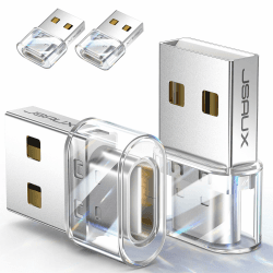 JSAUX USB C Buchse zu USB Adapter (4 Stück) - 3.1A Schnellladung - Kompatibel mit iPhone, Samsung, Apple Watch, Car Play, Android Auto - Crystal 4 Stück