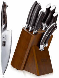 🔪 HOSHANHO Messerblock Set mit 8-TLG, Profi Messerset mit Holzblock 🎁