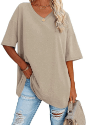 Ebifin Damen Oversize T-Shirt mit V-Ausschnitt 😍