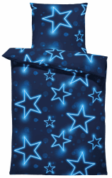 🌟🛌 Modernes Mikrofaser Bettwäsche Set - Sterne Blau - 2-teilig 135x200 cm