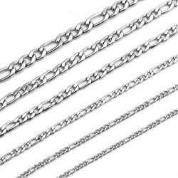 Uwiyo Figarokette - Silber Figaro Kette Edelstahl - Hip Hop Punk Halskette für Herren Damen