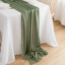 CHUQING Chiffon Tischläufer Grün Tischläufer Hochzeit Salbeigrün Stoff Tüll Hellgrün 🌿