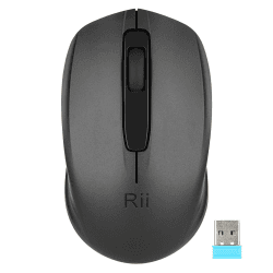 🖱️ Rii Maus kabellos, 2.4G Funkmaus mit USB Empfänger für PC/Laptop/Windows, Schwarz 1-pack