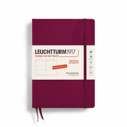 LEUCHTTURM1917 370543 Wochenkalender Medium (A5) 2025, Port Red 📅📚