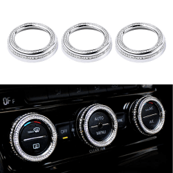 BLINGOOSE Volkswagen Zubehör VW Tiguan Magotan Passat Arteon CC Glitzer Luft Bedingung Knopf Abdeckung Zink Legierung Kristallstein Silber 3 Stck 🌟