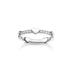 THOMAS SABO Damen Ring Pavé mit Herzen 925 Sterling Silber 52 ❤️🌟