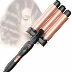 Lockenstab 3 Fässer Beach Waves - 🌊 Welleneisen Einstellbar Schnell Erhitzendes für Langes Kurzes Haar Roségold