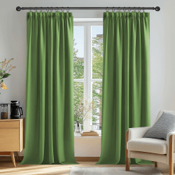 Deconovo Vorhang Blickdicht Kräuselband Gardinen Kinderzimmer - 2er Set H229 x B117 cm (Apfelgrün)