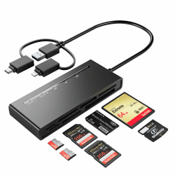 🌟 7-in-1 Speicherkartenleser mit Lightning + USB3.0 + USB C 🌟