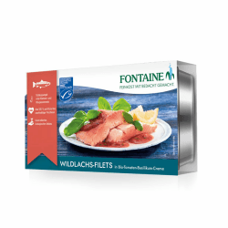 Angebot: Fontaine - Wildlachs-Filets in Bio-Tomaten-Basilikum-Creme – 200 g – 5er Pack