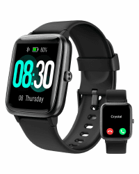 GRV Smartwatch für Damen Herren mit Telefonfunktion 🌟 Fitnessuhr mit Pulsmesser SpO2 Schlafmonitor 🌙 IP68 Wasserdicht ⌚️ Multi Sportmodi Smart Watch Fitness Tracker für iOS Android Handy Black