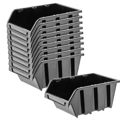 🔧📦 KADAX Werkstatt-Stapelkiste Schwarz 10 Stück 155x100mm - Lagerboxen für Werkzeugswand