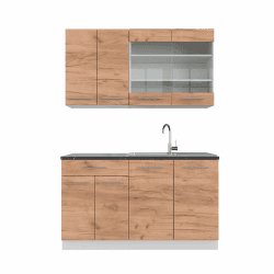Vicco Singleküche Fame-Line, Goldkraft Eiche/Weiß, 140 cm, AP Anthrazit Goldkraft Eiche/Weiß Mit AP Anthrazit 😍🏡