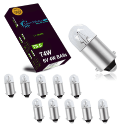 🚘 LIGHTWORLD24 T4W BA9s Standlicht-Lampe Autolampe 6V 4W Birnen Auto Standlicht Innenraumbeleuchtung Innenbeleuchtung Signallampe (BA9s 6V 10er SET) 🌟