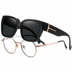 🕶️ KANASTAL Übergröße Überzieh Sonnenbrille Herren und Damen Quadratisch Polarisiert Überbrille Sonnenbrille für Brillenträger UV400 Sonnenschutz Übersonnenbrille Fit Over Sunglasses Schwarz Rahmen/Schwarz Linse - Große Deals!