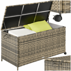 🌿🌞 Tectake® Poly Rattan Gartenbox 117x54x64 cm 297l - Natur | Nr. 404556 🌞🌿