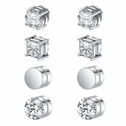 🌟 Besyvvin Magnet Ohrstecker Fake Ohrrings Silber Schwarz 🌟