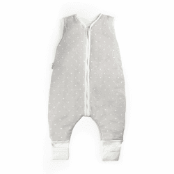 Ehrenkind® Baby Sommerschlafsack mit Füßen 1.0 TOG | Bio-Baumwolle | Gr. 90 Grau mit weißen Punkten