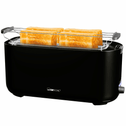 🍞🔥 Clatronic® 4 Scheiben-Toaster mit Brötchenaufsatz | Langschlitztoaster TA 3802 schwarz - Modell 2024 🚀