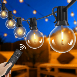 🌟 Super Deal! 15M LED Lichterkette Außen mit Fernbedienung - Dimmbar G40 Glühbirnen 🎉