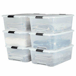 🌟 Super Angebot! 6er-Set Iris Ohyama Aufbewahrungsboxen mit Deckel, 30L, Transparent