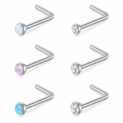 Incaton 6 STK Nasenpiercing 20G 0.8mm Nasenstecker L Nasen Piercing Edelstahl Opal CZ Nasenschmuck 😍👃