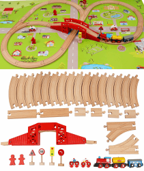 TOWO Holzeisenbahnset mit Stadtplan - Shinington-Eisenbahngleisbau 🚂🏘️