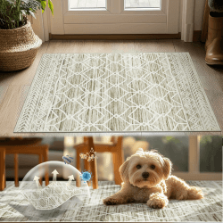 TOPICK Fußmatte Waschbar Boho Eingangsbereich Marokkanischer Niedrigfloriger Geometrischer Eingansmatte 🔸 Fleckenabweisend, rutschfest Ultradünner für Küche Bauernhaus Badezimmer Tür 60x90(cm) Braun Marokkanisch Braun 60x90(cm)