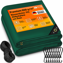 Premium Abdeckplane tillvex® mit Ösen + Expander & Seil | 650g/m² Wasserdicht & Reißfest | Universell LKW, Pool, Gartenmöbel | Gartenplane Abdeckung