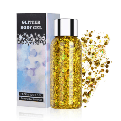 🌟 URAQT Body Glitter Gel für Gesicht Haare Lippen Nägel Make Up Kosmetik Festival (Gold) 🌈
