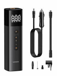 UGREEN Luftpumpe mit Zigarettenanzünder (0.2-10.3bar / 3-150psi) 🚗 Elektrischer Kompressor Tragbar Fahrradpumpe Mini Reifenpumpe mit Digital LED Anzeige 🚲