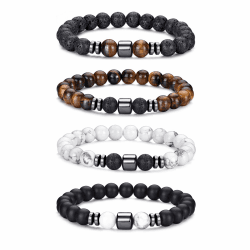 🎁 Männer Perlenarmband Set - Naturstein Armband Geschenk