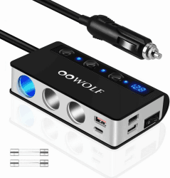 OOWOLF Zigarettenanzünder Verteiler QC 3.0 180W 12V/24V 🚗📱