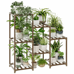 🌿🌼 Bamworld Pflanzenständer Blumenständer Pflanzenregal Indoor Outdoor für 7 Etagen Terrasse Balkon Garten Gartenarbeit Geschenke A-Quadrat 🌼🌿