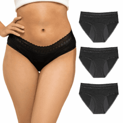 🩸🌿 ZENAPHYR 3er Set Perioden Unterhosen Schwarz Bio Baumwolle - Waschbare Saugfähige Menstruationsunterwäsche 🩸🌿