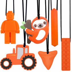🌈 Kaukette für Kinder, 6 Stück Sensory Kauen Halskette 🌟